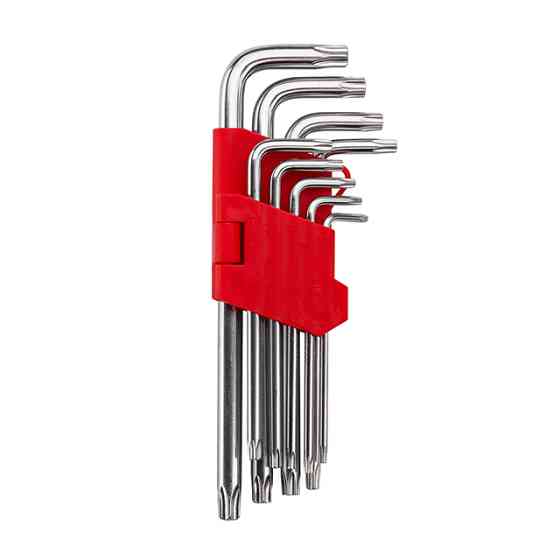 Набір ключів Г-подібних TORX подовжених, з отвором, 9 шт., Т10-Т50, Cr-V Львів