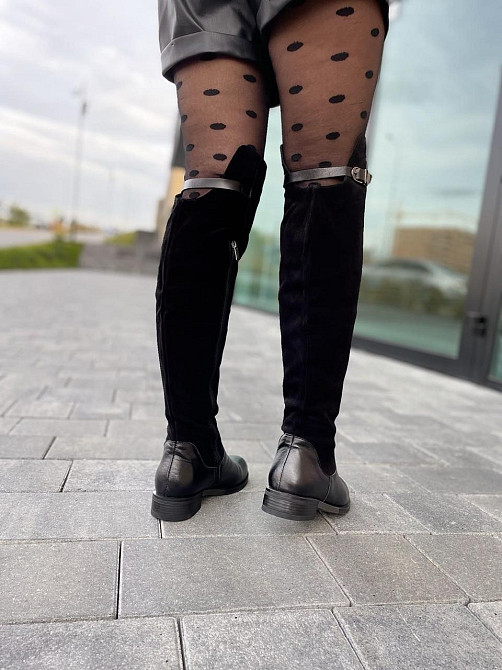 Vesna Ботфорти жіночі VESNA чорні шкіра+замша натуральна висота 53 см обхват 35-37 см (2411/1 4 Коломия - фото 10