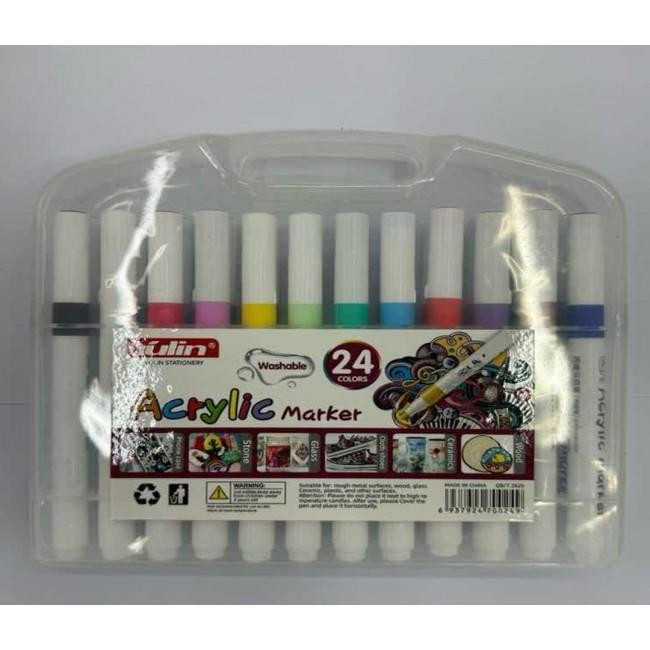 Набор акриловых маркеров 24 штук в пластиковом кейсе Y04 для рисования на бумаге Одесса - изображение 1