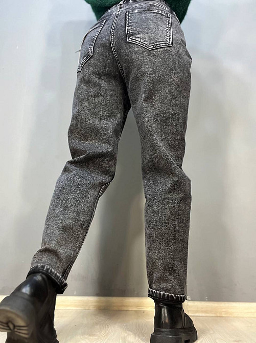 Джинси жіночі Vanver 81957 МОМ на резинці шнурок утеплені батал чорні, чорний, 31, 31, 97 см, 128 см Київ - фото 4