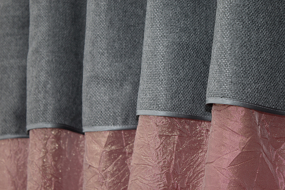 Кухонные шторы VR-Textil № 073к с ламбрекеном и подхватами розово-золотистый с серым 275х170 см (52-0370) Киев - изображение 4