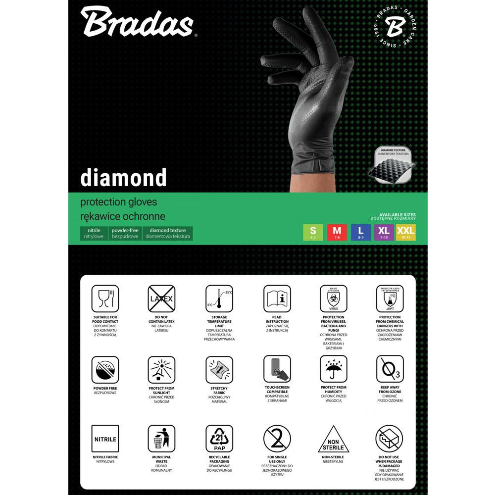 Нітрилові захисні рукавички, DIAMOND, розмір M, 7-8, чорний, RWJNDBC8 Київ - фото 5