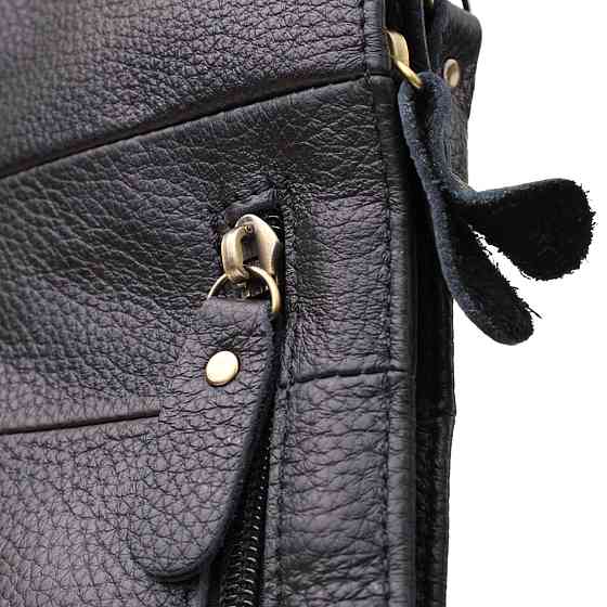 Стильная сумка для мужчин с большим количеством карманов из натуральной кожи Vintage 22957 Черный Киев