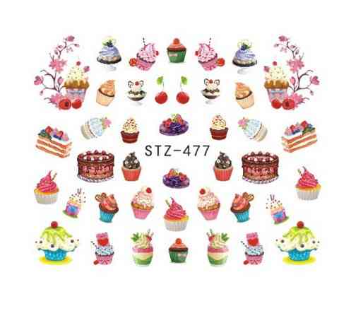 Наклейки для нігтів "Тістечка" YZW-477 Київ