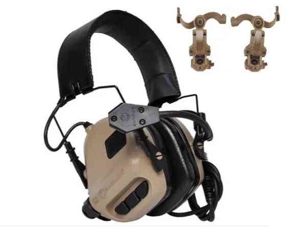 Тактические активные наушники Earmor М32 + крепление чебурашка OPS Core Койот Винница