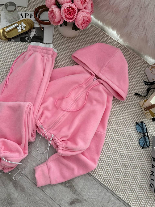 Жіночий повсякденний теплий костюм двосторонній Фліс Рожевий 3, 46/48 Одеса - фото 1