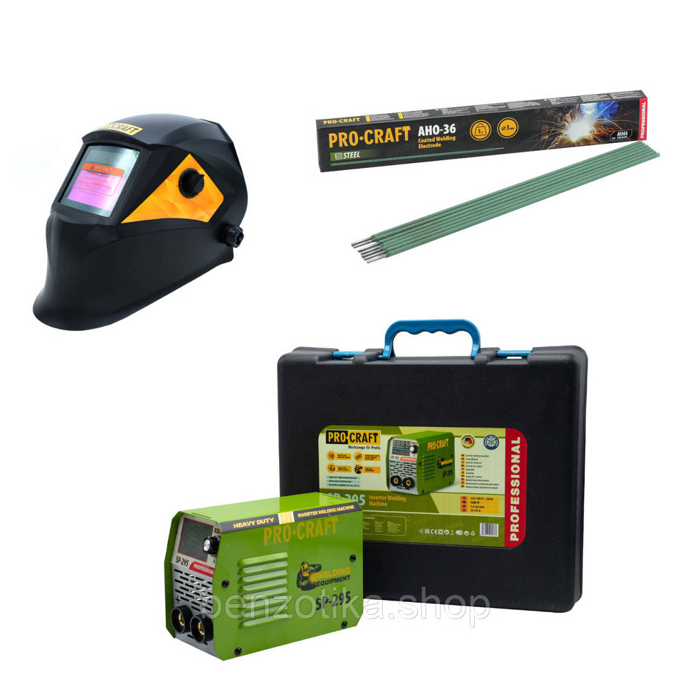 Зварювальний апарат Procraft SP295 (КЕЙС) + Маска SHP90-30 NEW + Електроди Procraft AHO36 1кг 3мм Київ - фото 1