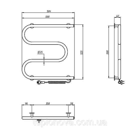 Сушарка для рушників неіржавка Змійовик 500х500 права, біла Чернівці