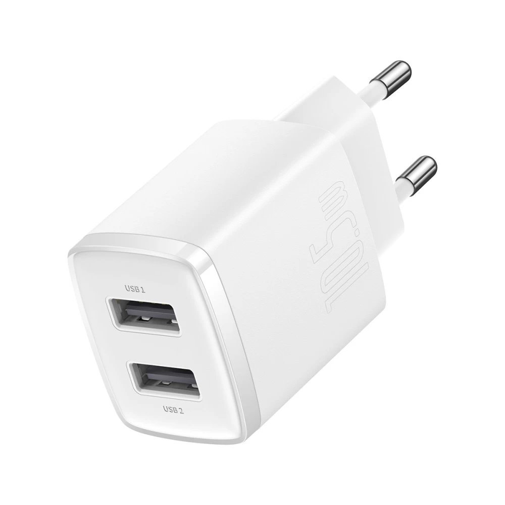 Мережевий зарядний пристрій Baseus Compact Charger 2U 10.5W EU, колір білий CCXJ010202 Одеса - фото 4