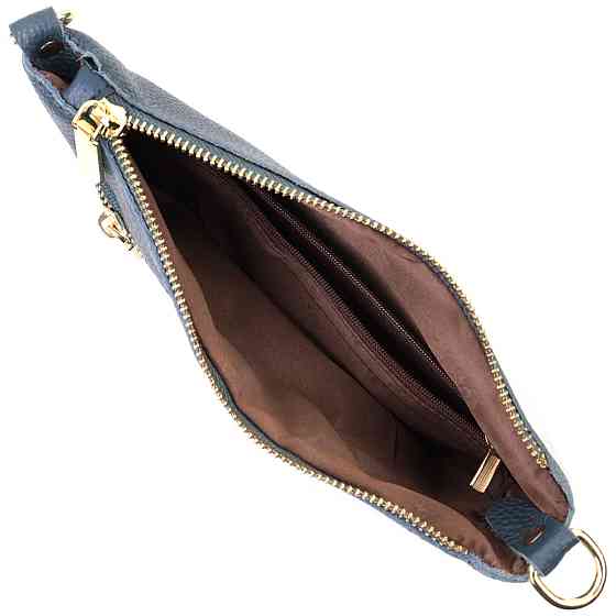 Трендова жіноча сумка-клатч із двома ременями з натуральної шкіри Vintage 22646 Синя Київ