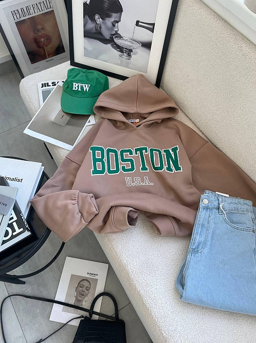 Женская теплая стильная худи оверсайз с капюшоном трехнить на флисе. Одесса - изображение 9