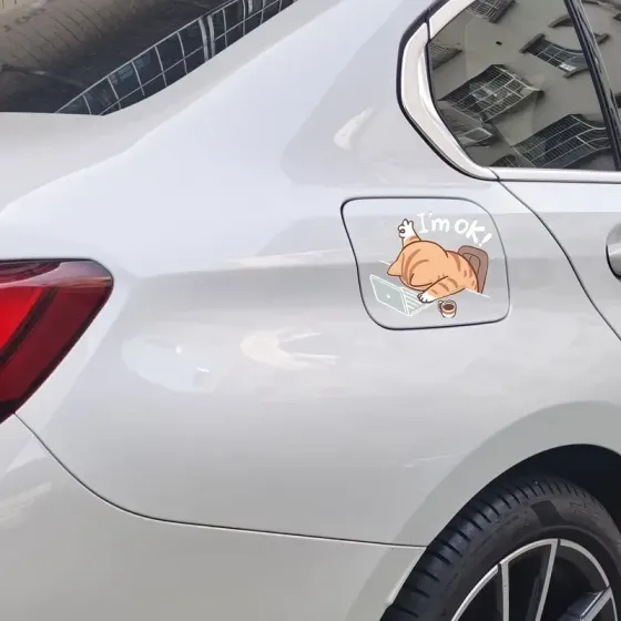 Виниловая наклейка «I’m OK Cat» — мультяшный кот для ноутбука, авто или стены Киев