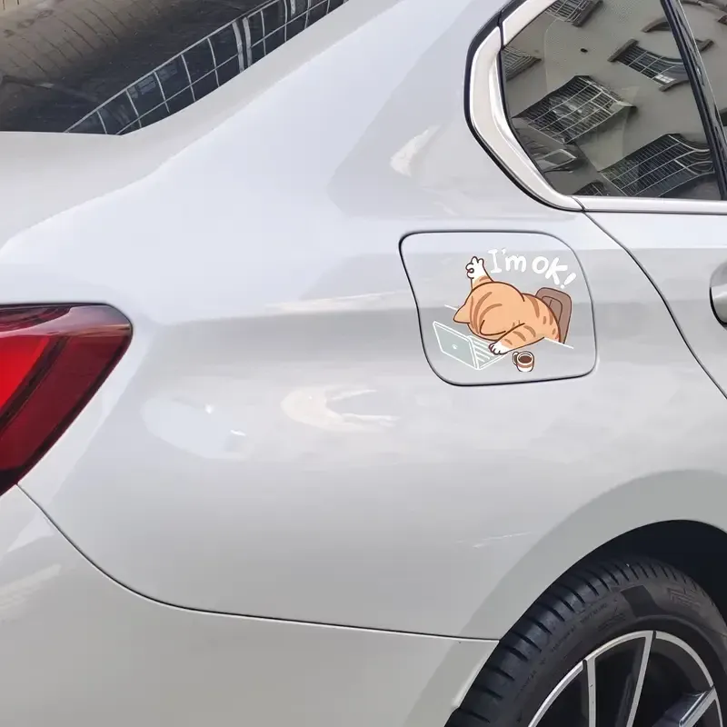 Вінілова наклейка «I’m OK Cat» — мультяшний кіт для ноутбука, авто чи стіни Київ - фото 4