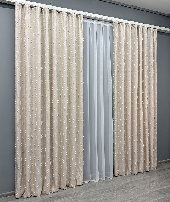 Комплект штор VR-Textil Лен Букле № 1882ш Таш 200х290 см 2 шт (32-236) Киев - изображение 4