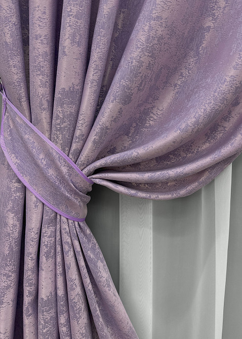 Комплект готовых штор VR-Textil Жакард Sultan YL № 1764ш Сиреневый 150х250 см 2 шт (39-854) Киев - изображение 5