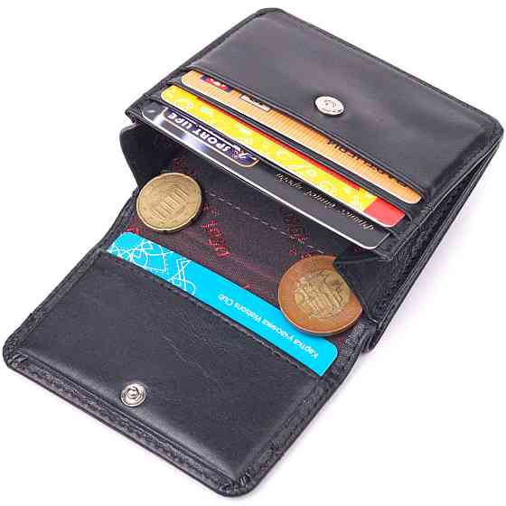 Компактный женский кошелек из натуральной гладкой кожи KARYA 21432 Черный Киев