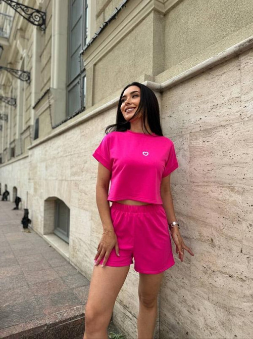 Трикотажний літній костюм шорти і футболка "Carter"| Норма і батал Малиновий, 42-44 Київ - фото 3