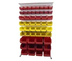 Leomar Стелаж do pojemników warsztatowych, dwustronny. Wym: 1690x940x650mm z półką 104 pojemników, czerwone, żółte Київ - фото 1