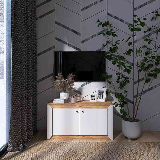 Тумба 2-х дверна закрита Еверест Нордік-980 98х38х53 см Білий + Дуб крафт золотий (DTM-5525) Львів