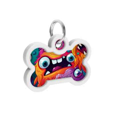 Адресник для тварин WAUDOG Smart ID з QR паспортом "Зубасті монстри", кістка 40х28 мм (231-4048) Вінниця