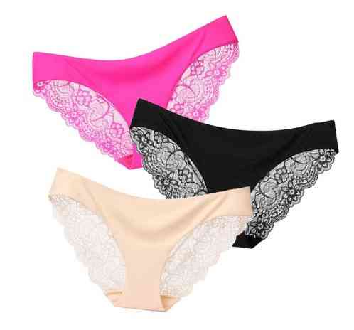 Жіночі безшовні труси мереживні 48 чорний бежевий рожевий Київ
