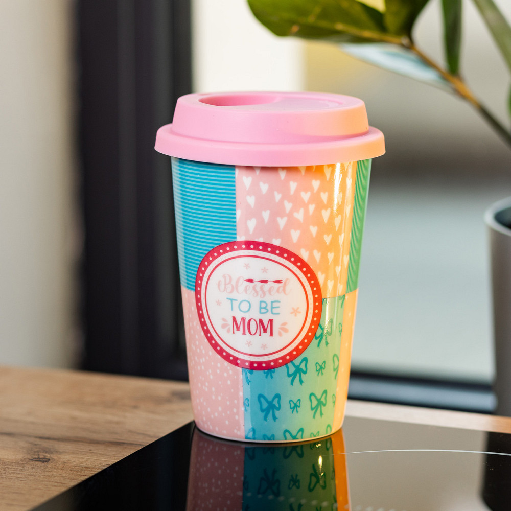 Liling Rongxiang Ceramic Стакан порцелянаовий 420 мл з силіконовою кришкою Blessed to be mom RX Киев - изображение 5