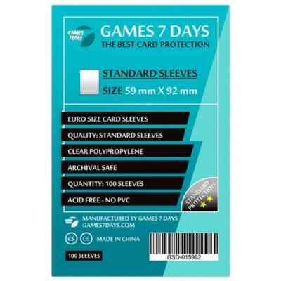 Протектор для карт Games7Days 59 х 92 мм, Euro, 100 шт (STANDART) (GSD-015992) Винница