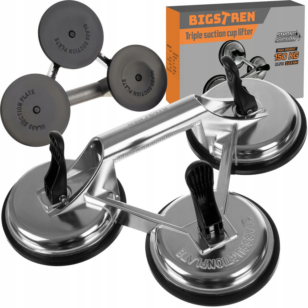 Тройная Присоска вакуумная алюминиевая до 150 кг Bigstren (22361) Нововолынск - изображение 1