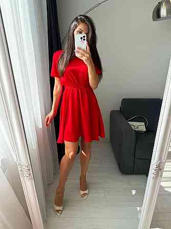 Жіноче легке приталене базове плаття креп жатка Червоний, 50/52 Одеса