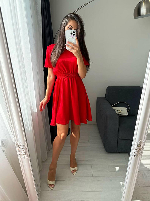 Жіноче легке приталене базове плаття креп жатка Червоний, 50/52 Одеса - фото 3