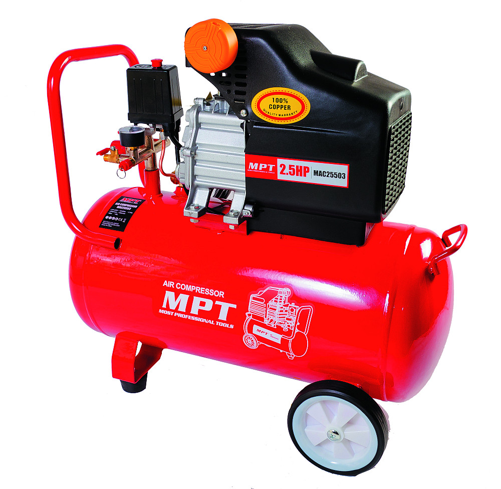 MPT Компресор MPT PROFI 50 л 2000 Вт/2.5 к.с. 2850 об/хв 140 л/хв 8 атм 2 виходи мідна обмотка Коломия - фото 6