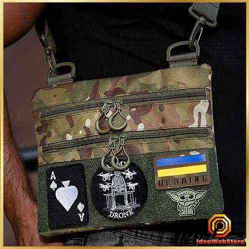 Тактична сумка-кобура чоловіча камуфляжна наплічна мультикам з кордури з липучкою для шевронів Київ