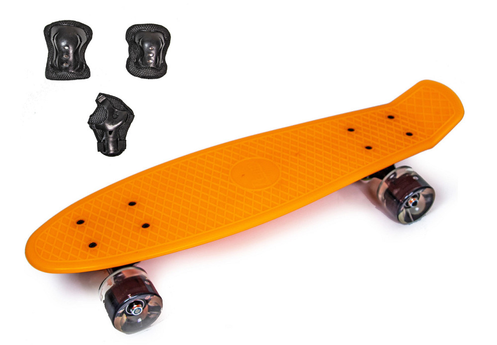 Набор СкейтБорд Penny Board. ORANGE + защитная экипировка. Колеса светятся при катании! Одесса - изображение 1