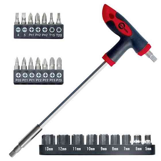 Викрутка Т-подібна з комплектом насадок 25 од. Мукачево