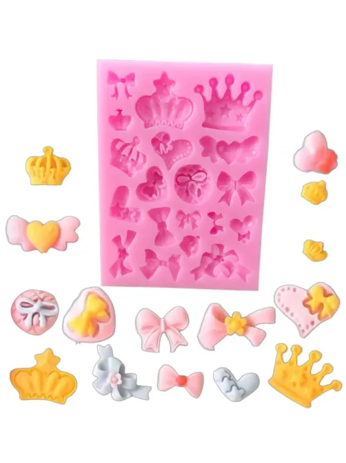 Молд силіконовий Бантики і корони 90 на 72 мм рожевий Київ - фото 4