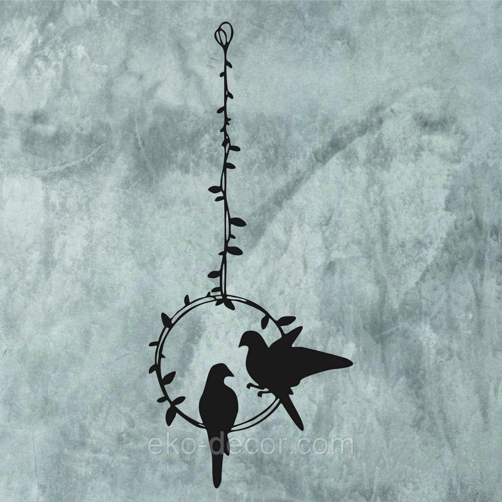 Декоративное настенное Панно «Две птички», Декор на стену 90*39 см, Черный Киев - изображение 3