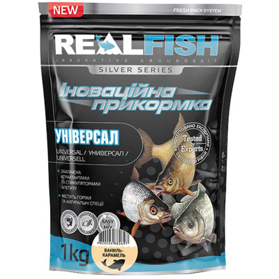 Прикормка Real Fish Silver Series Універсал Ваніль-карамель 1kg (809.00.39) Винница - изображение 1