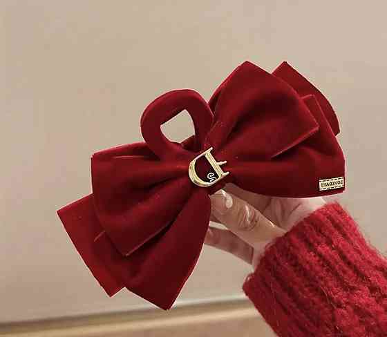 Заколка-крабик бант оксамитовий 