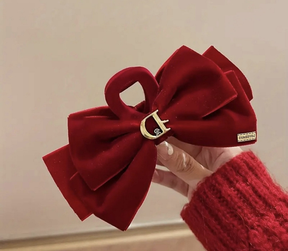 Заколка-крабик бант оксамитовий 