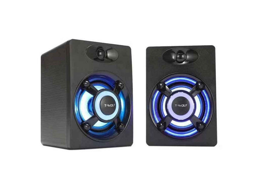 Колонка компютерна 2.0 S1 RGB USB 3.5 чорні 6W ТМ T-WOLF Київ - фото 1