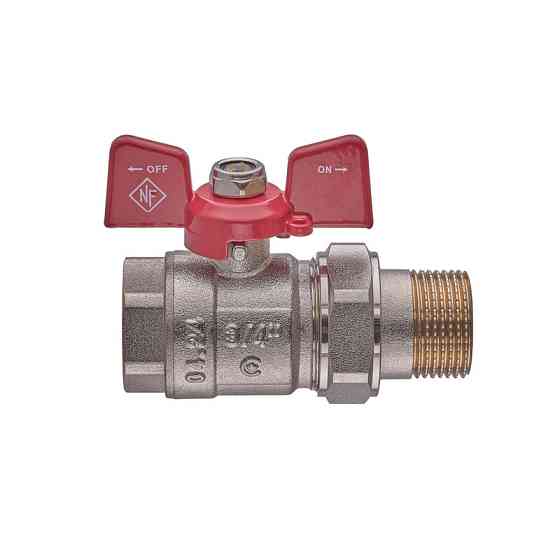 Кран з американкою Nolf classic NFC.921-08-3/4" FM ГШМ, ручка "метелик" червона (NF3151) Київ