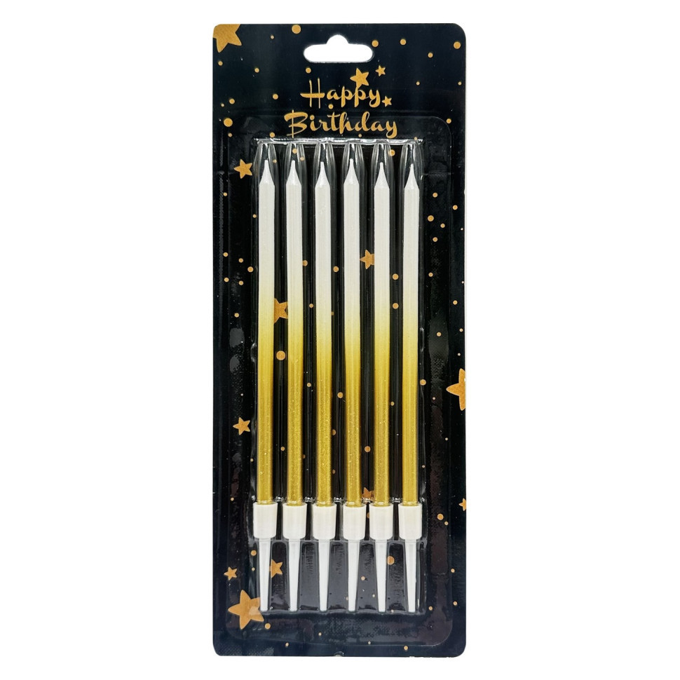 Набір свічок для торта "Градієнт" JY-1059(Gold) 6 штук, розмір 13 см Вінниця - фото 1