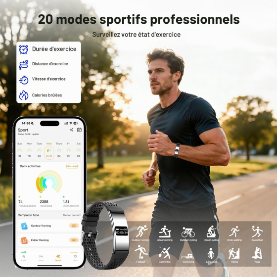Смартбраслет WeBeqer Fitness Tracker, пульс, SpO2, моніторинг сну, спортивні режими, IP68, Nx Wear, сріблястий Київ