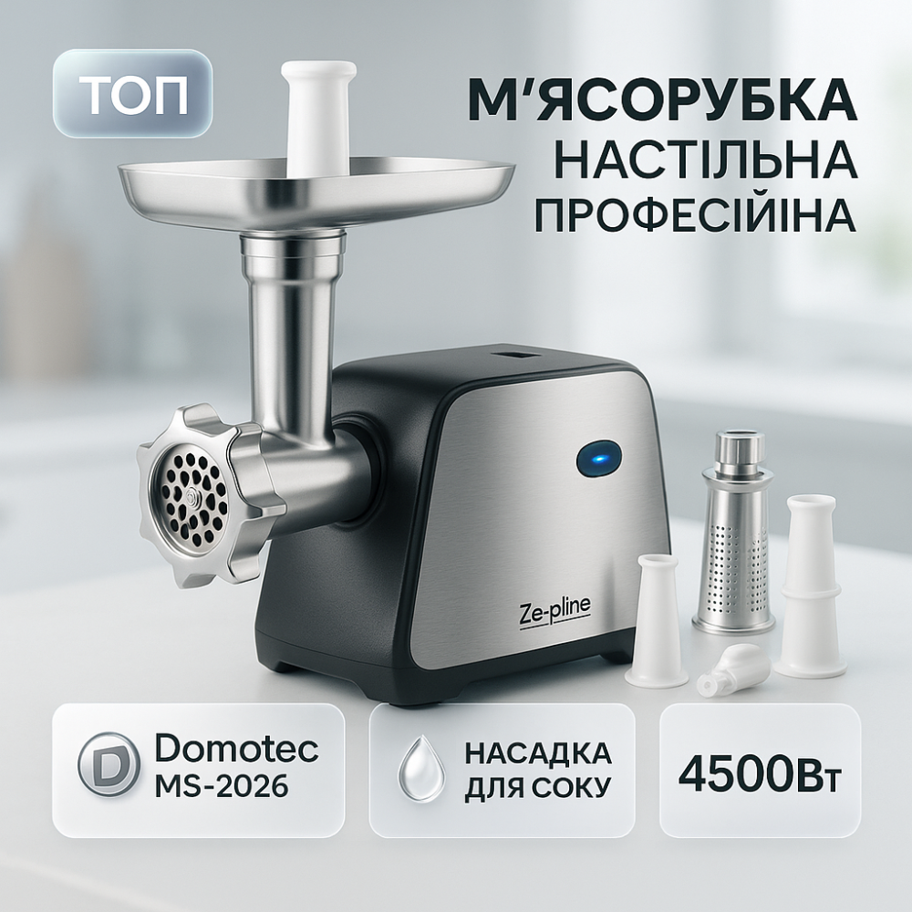 Мясорубка Domotec MS-2026 4500Вт с функцией реверса и соковыжималкой ZI-68 Львов - изображение 7