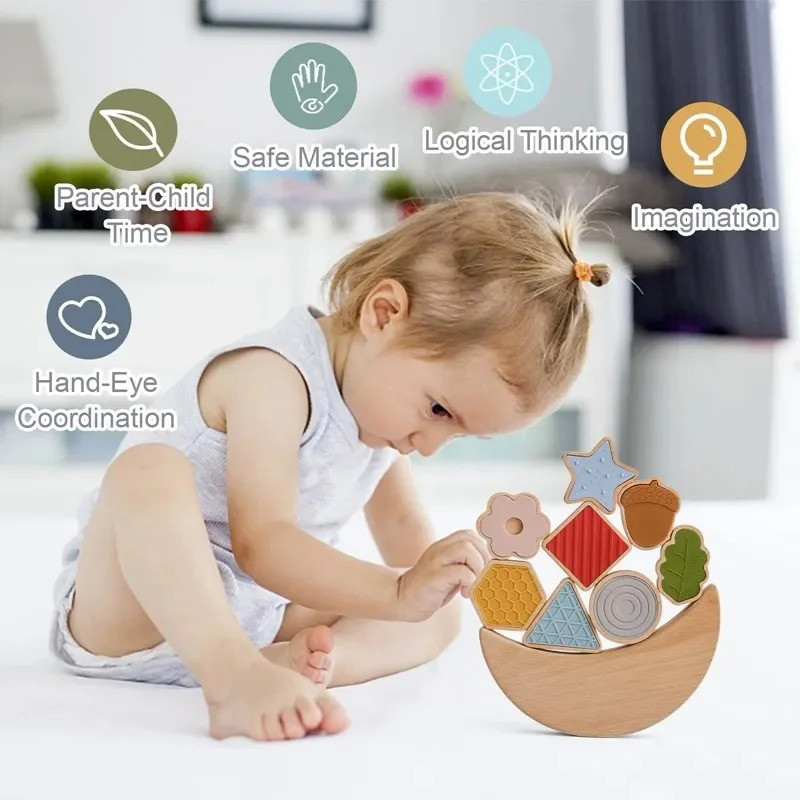 Балансирующие деревянные игрушки Монтессори, деревянные игрушки-конструктор для детей на 9 элементов Каменец-Подольский - изображение 2