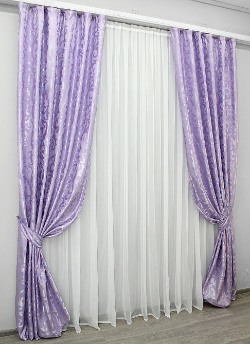 Комплект готовых штор VR-Textil Жаккард Вензель № 295ш Сиреневый 150х270 см 2 шт (30-319) Киев - изображение 3