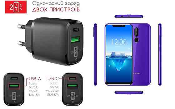 Сетевое зарядное устройство для Oukitel C12 Pro, 20W 3A, Quick Charge 3.0 Киев