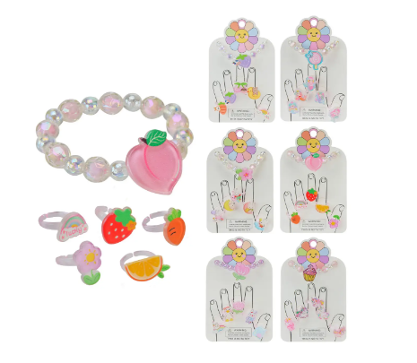 Набір дитячої біжутерії арт. B4335 (360шт) мікс видів,  набір плст кілець + браслет,  (12 шт в пакет, шт Київ - фото 1