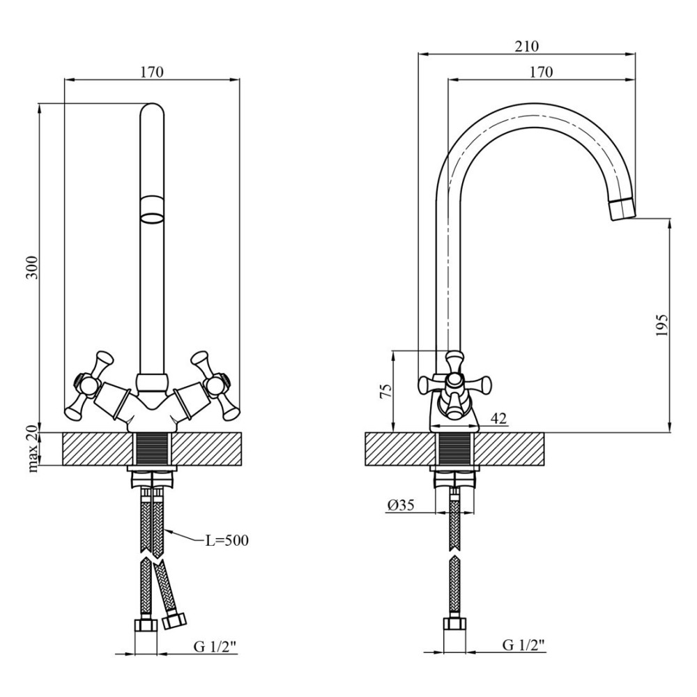 Змішувач для кухні Kroner KRM Rhein - C034 Київ - фото 8