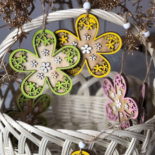 Набір декору Великодній 2шт Квітка на підвісі 10см 3 види БОНА ДИ Житомир